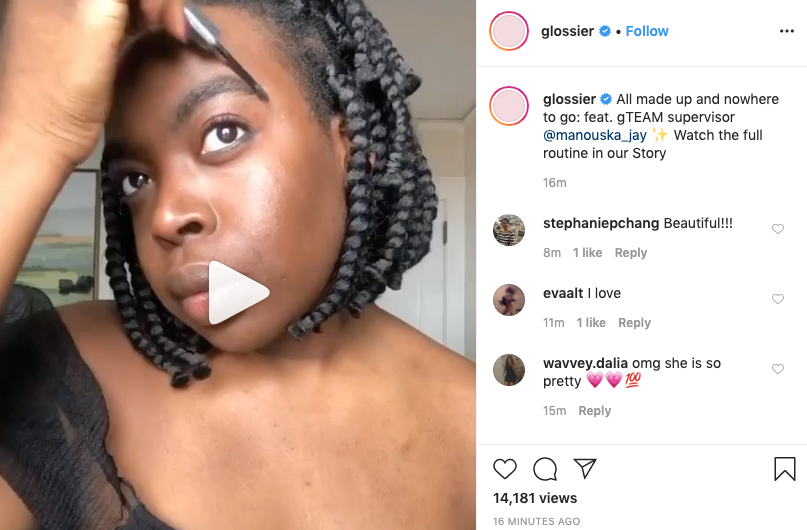 Glossier Instagram post during COVID-19 pandemic