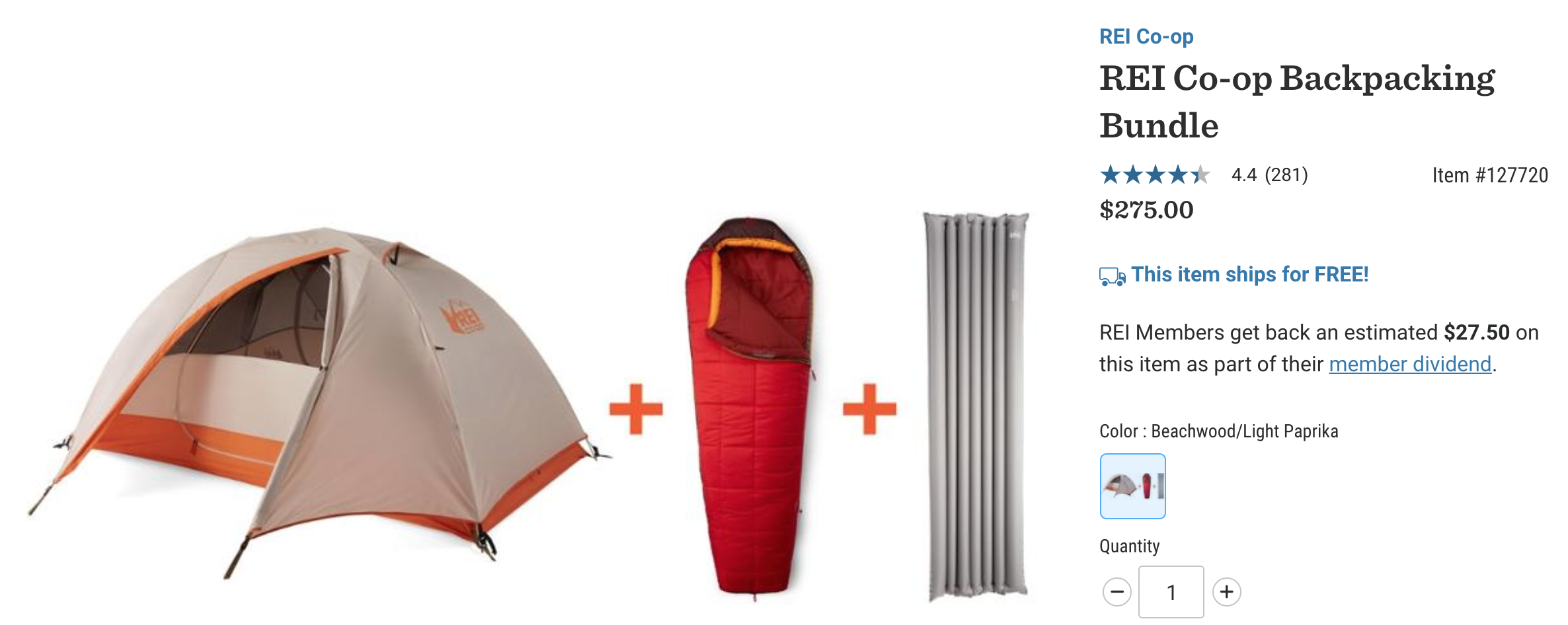 REI backpacking items bundle