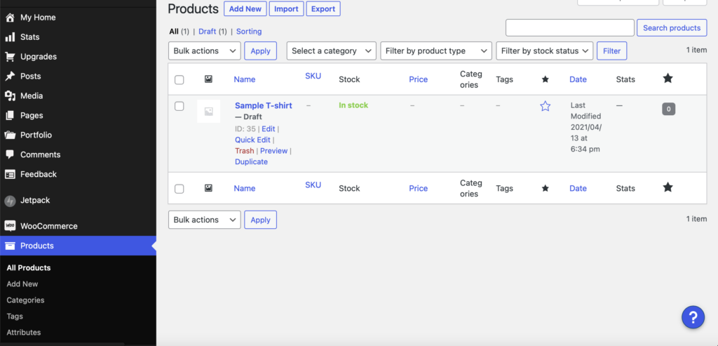 woocommerce product