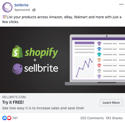 Sellbrite Facebook ad