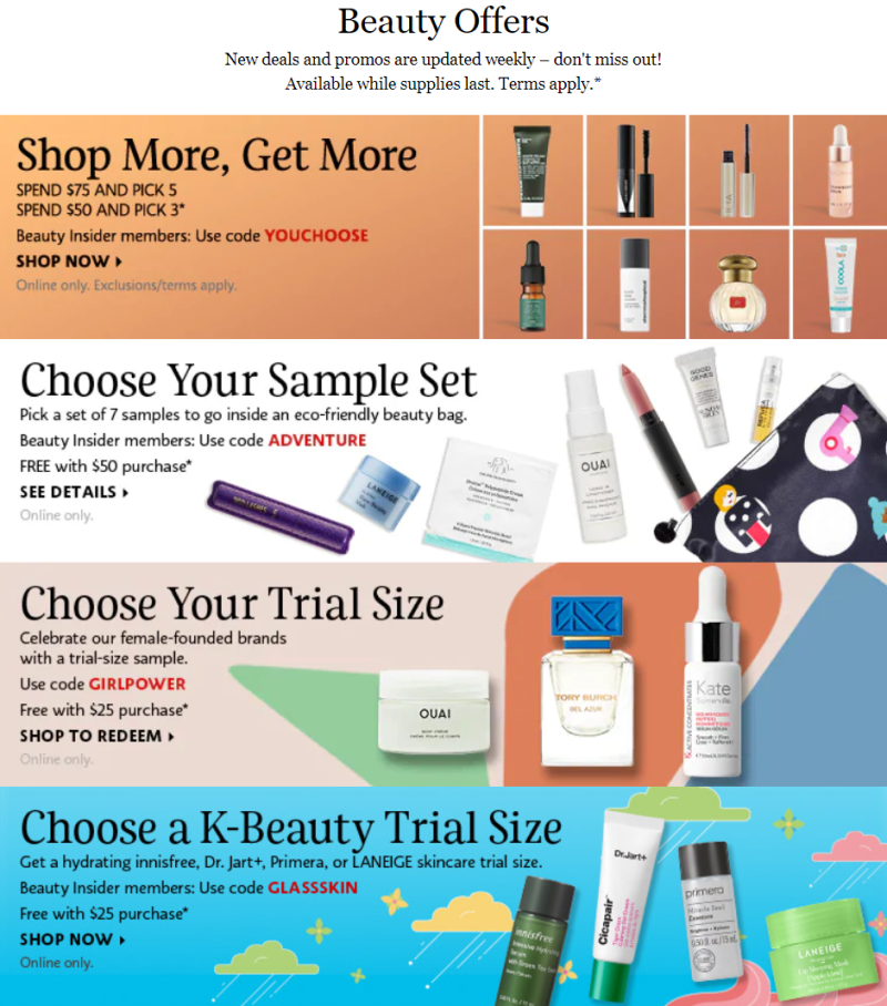 cross-selling on Sephora website