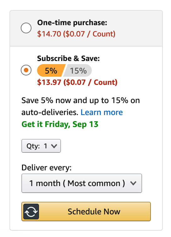 Amazon subscribe and save