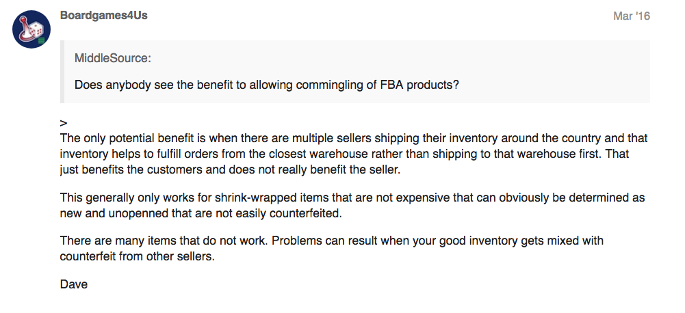 benefits to allowing commingling of fba products