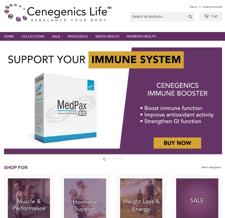 cenegenics shopify store