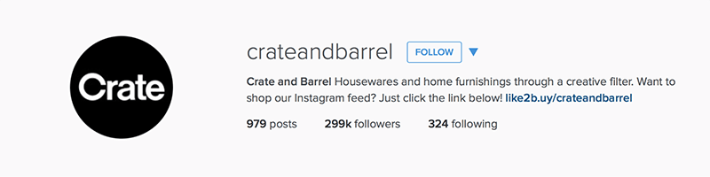 Crate and Barrel Instagram
