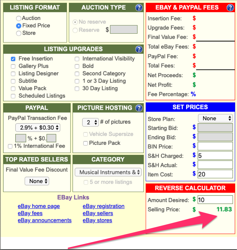 ebay fee calculator