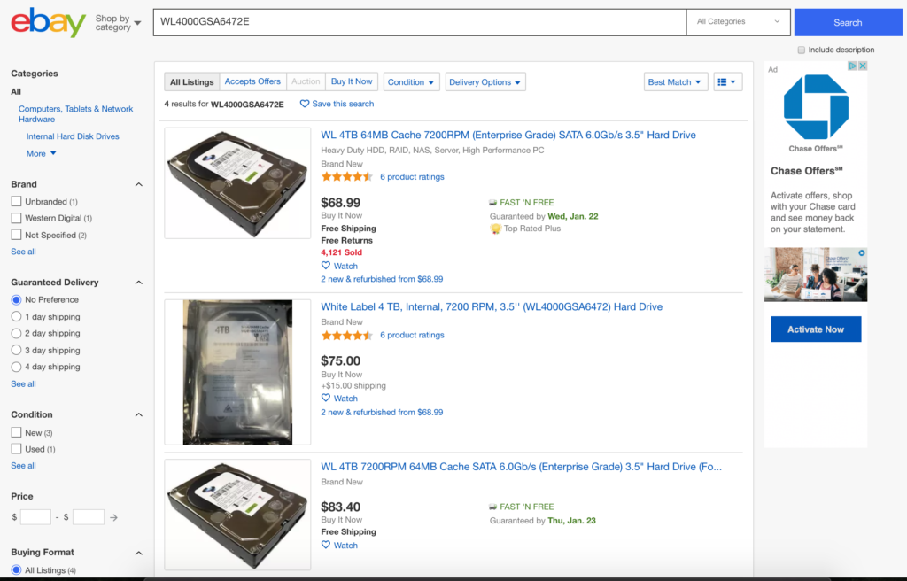 ebay hard drives for sale