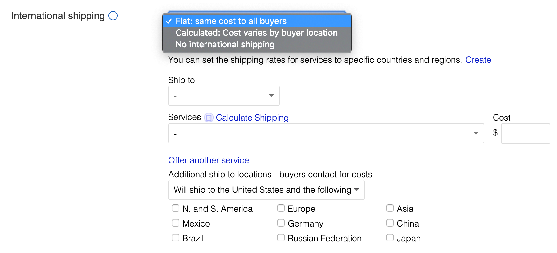 ebay set up international shipping