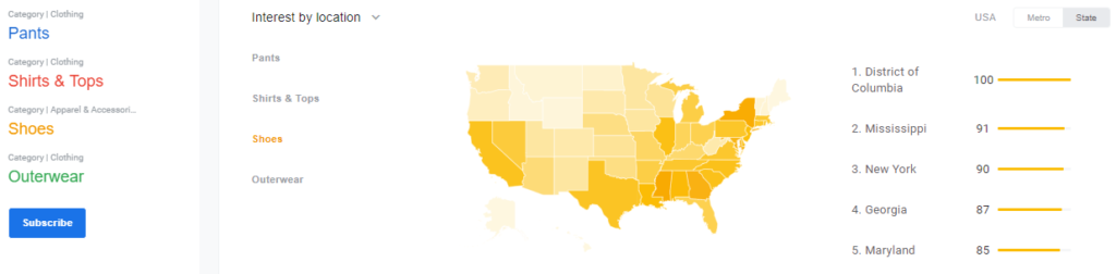 google shopping insights interest by location