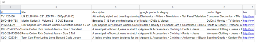 A longer example of the .xml file for creating google product categories