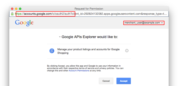 A screenshot of the Google API Explorer