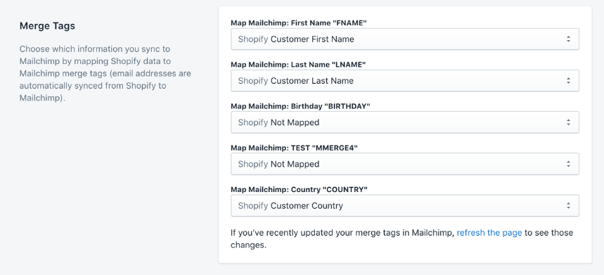 Mailchimp Shopify app