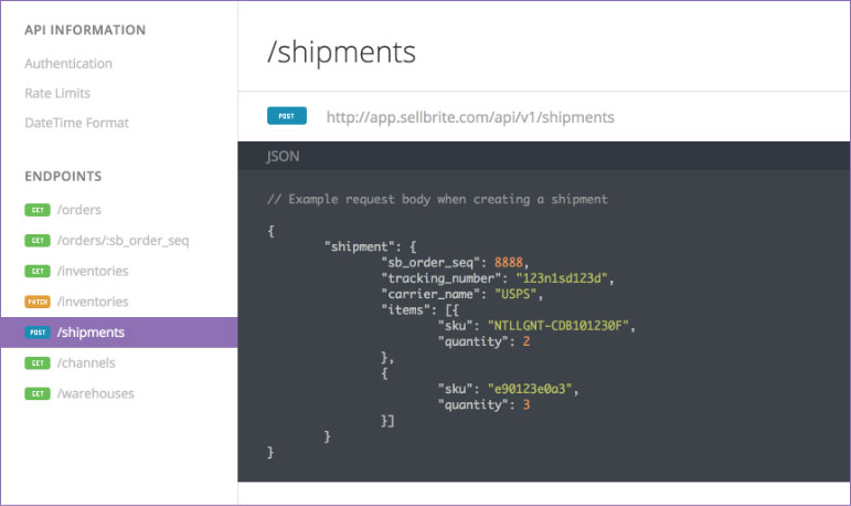 Shipping API Screen