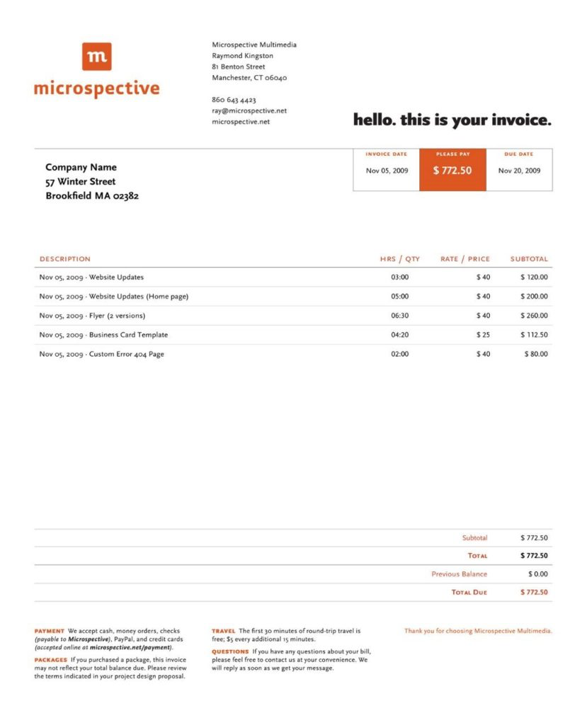 microspective invoice