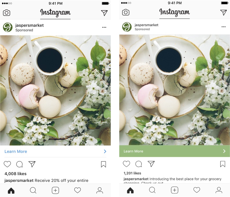 instagram call to action bar now automatically matches colors in sponsored posts 2