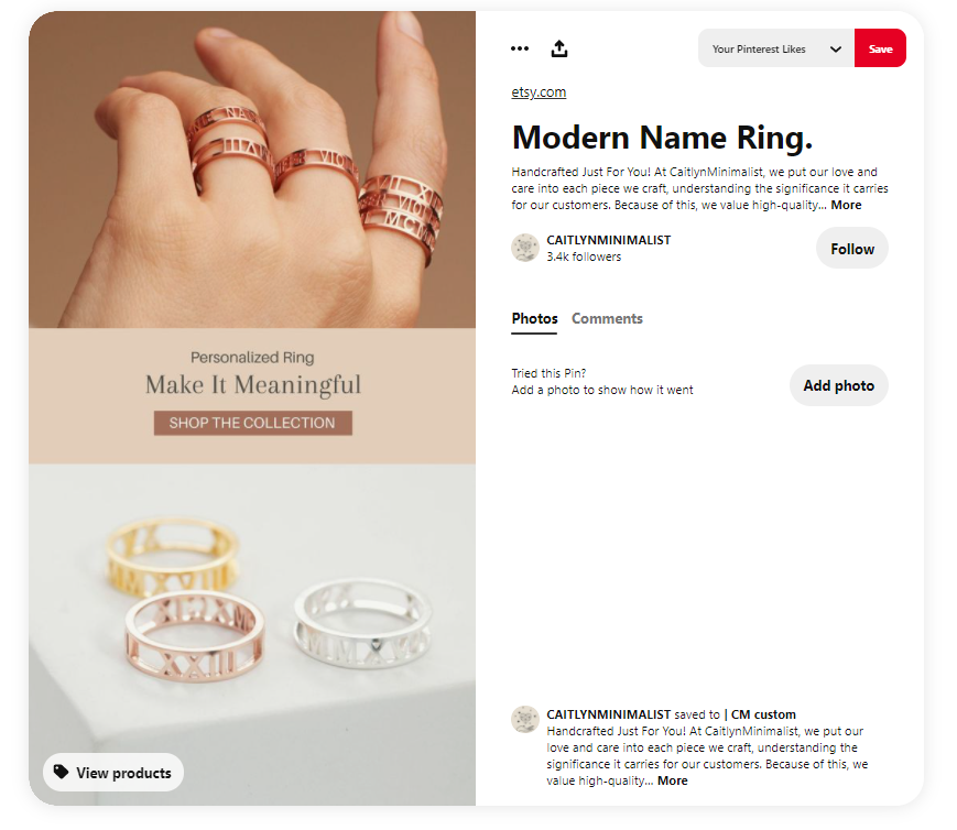 modern name ring etsy