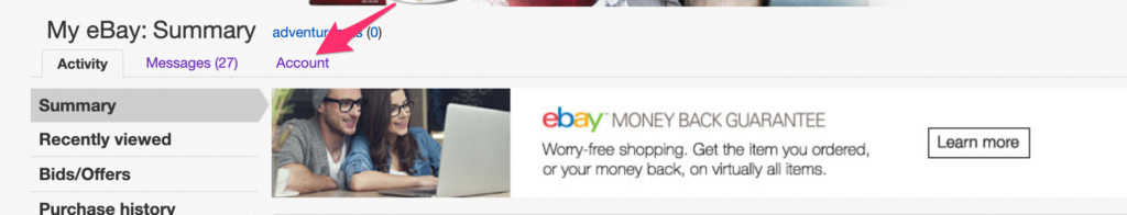 my ebay summary account