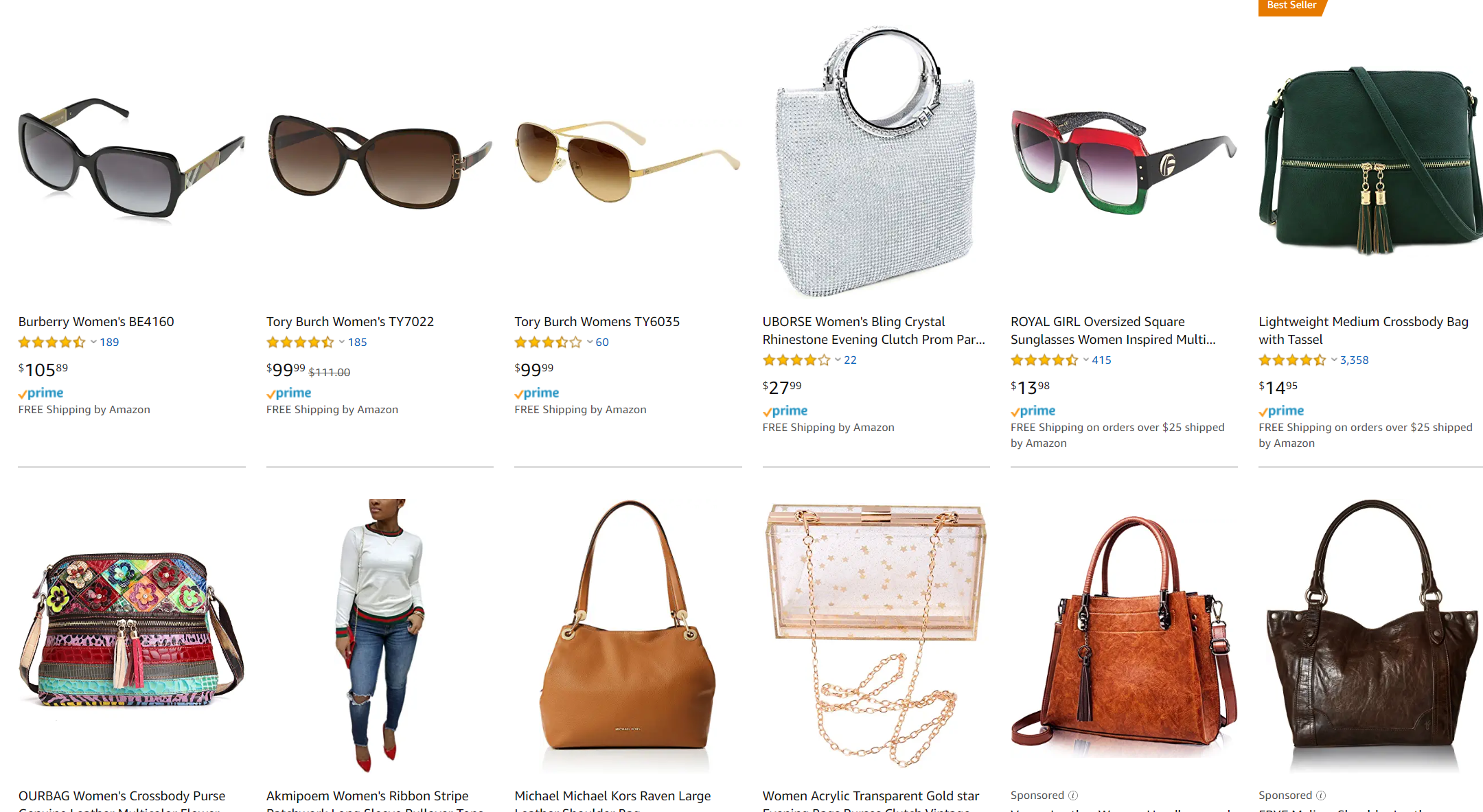 shoes, handbags, and sunglasses