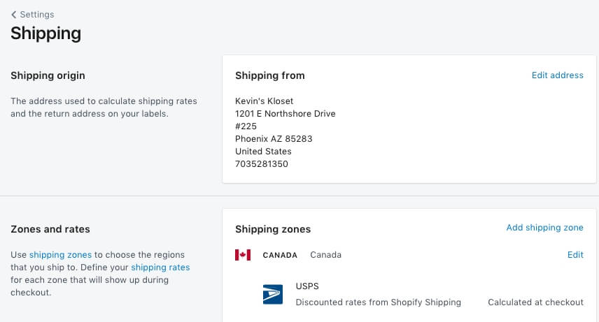 shopify shipping