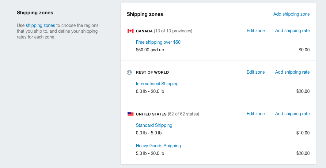 shopify shipping