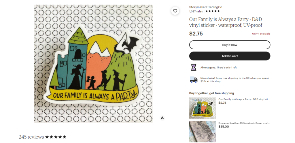 vinyl stickers from Storymakers Trading Co on Etsy