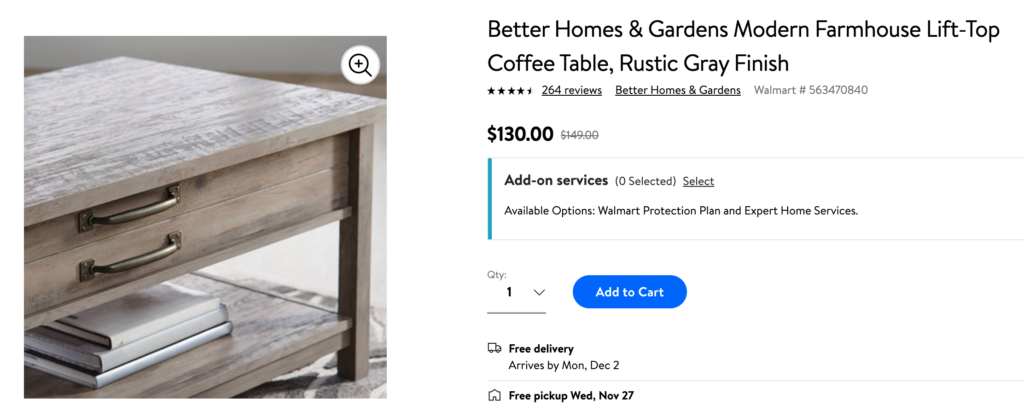 coffee table for sale on walmart.com